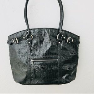 Nancy O'Dell Black Patent Leather Tote purse